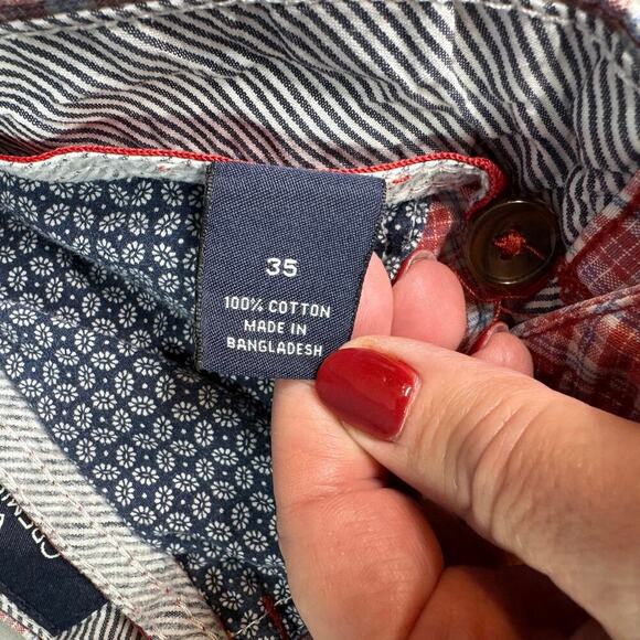 Cremieux Men's size 35 Red Plaid Shorts Mid Rise Flat Front Chino Pockets - Picture 5 of 10